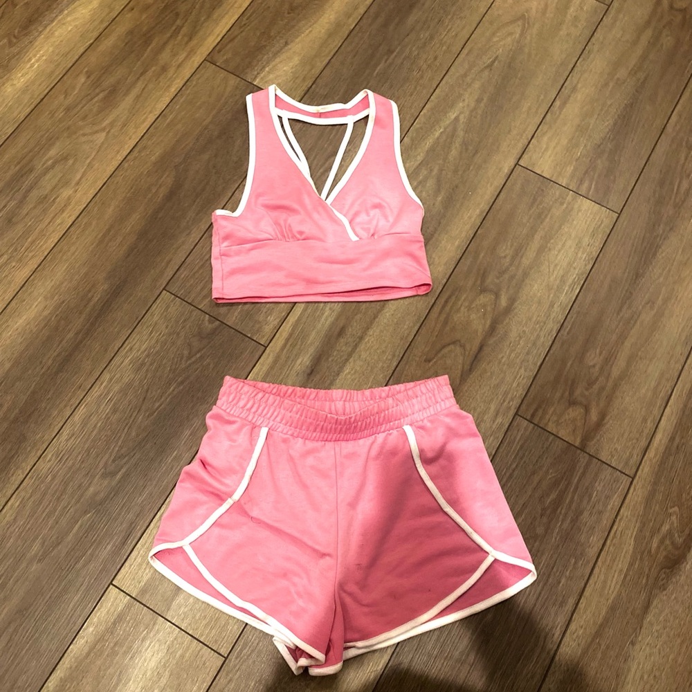 baby pink and white comfy set